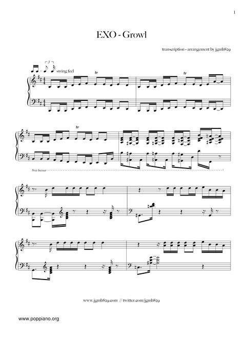 Growl Sheet Music Piano Score Free Pdf Download Hk Pop Piano Academy