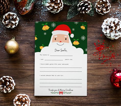 PRINTABLE Letter to Santa Kids Letter to Santa Santa Letter Father