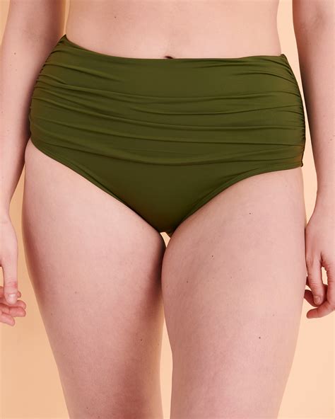 Turquoise Couture Solid High Waist Bikini Bottom Olive Bikini Village