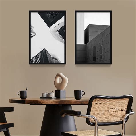 Jual Poster Gedung Hitam Putih Wall Decor Monochrome Architecture Art