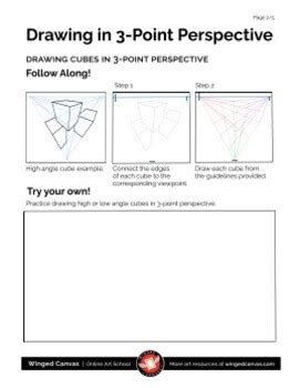 How To Draw 3 POINT PERSPECTIVE Art Handout Worksheet By Winged Canvas