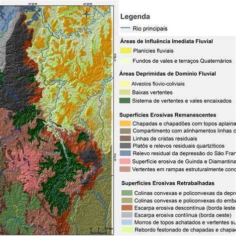 Mapa De Orientação Do Relevo Do Espinhaço Meridional E Do Seu Entorno