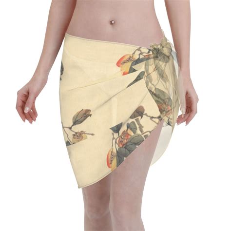 Qekee Vintage Bird Women S Short Sarongs Cover Ups Sheer Bikini Wraps