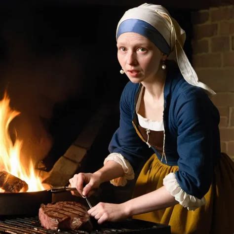 Whistler Mother Grilling A Steak Over Fire