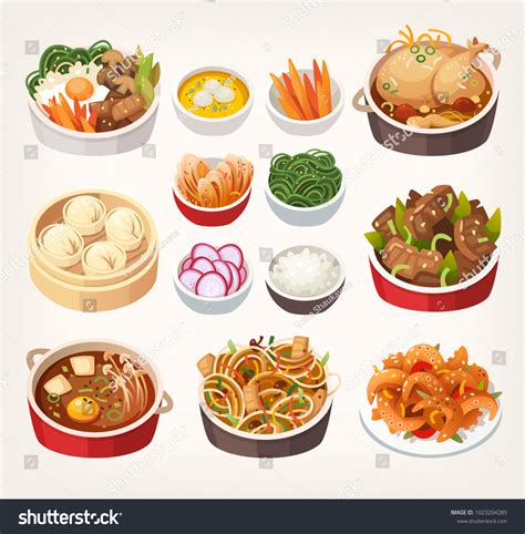 Traditional Dishes Korean Cuisine Every Tourist Stock Vector (Royalty