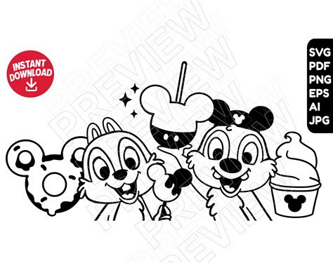 Chip And Dale Svg Clipart Png Disneyland Snacks Svg Cut File