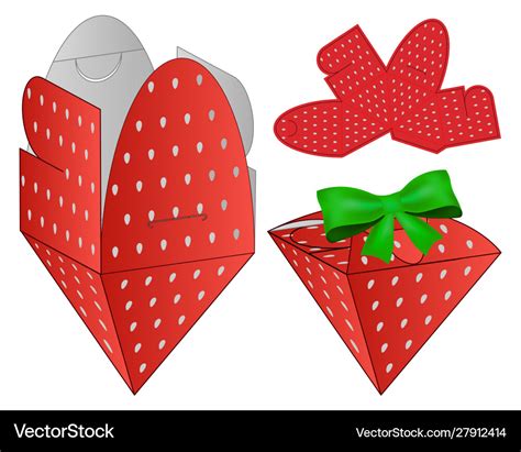 Strawberry box packaging die cut template design Vector Image