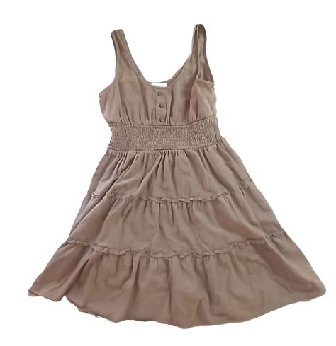 Jolie Joy Tiered Smocked Sundress Tan Beige Ecru Boho Women S Xs