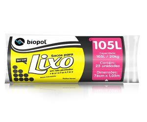 Saco Para Lixo Em Rolo Resistentes 25Unid 105 Litros BioLar FG