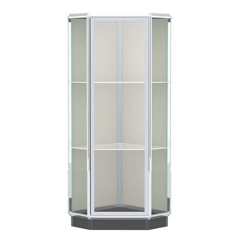 Chrome Aluminum Frame Floor Standing Corner Display Case Shoppopdisplays