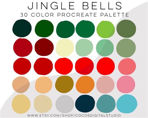 Jingle Bells Christmas And Holiday Procreate Color Palette Digital