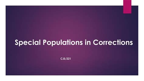 Special Populations In Corrections Ppt Download