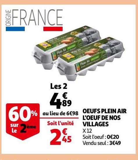 Offre œufs Plein Air Lœuf De Nos Villages chez Auchan