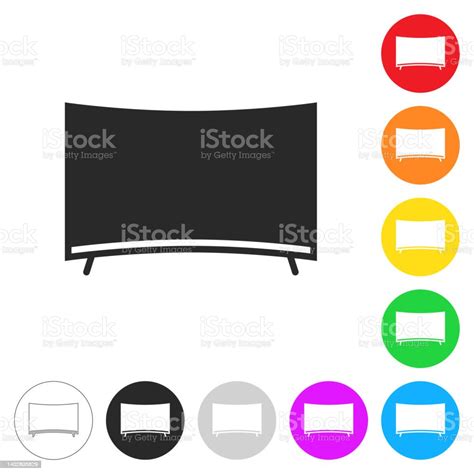 Curved Tv Icon On Colorful Buttons Stock Illustration Download Image