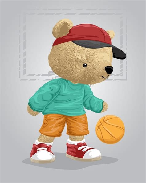 Ilustraci N De Vector De Mu Eca De Oso Jugando Baloncesto Vector Premium