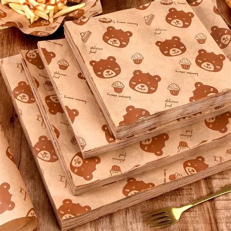 Supply Custom Logo Printed Food Grade Hamburger Brown Wax Wrapping