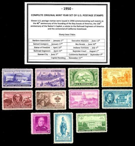 1950 COMPLETE YEAR SET OF MINT MNH VINTAGE U S POSTAGE STAMPS EBay