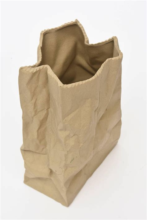 Vintage Crushed Brown Paper Bag Ceramic Sculpture Or Vase At 1stdibs