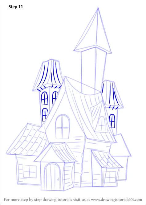 Step By Step How To Draw A Spooky Haunted House