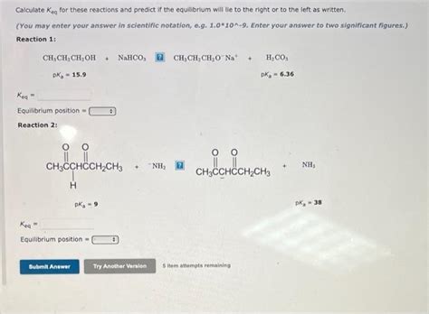 Solved Calculate Keq For These Reactions And Predict If The Chegg