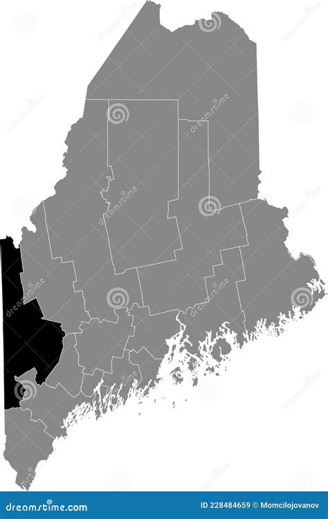 Location Map Of The Oxford County Of Maine Usa Stock Vector