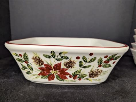 Longaberger Pottery Nature’s Garland Large Square Bowl Baker Ebay