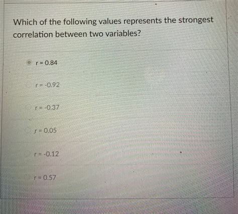 Which Of The Following Represents The Strongest Correlation Humberto