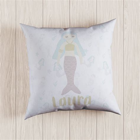 Personalized Mermaid Pillow, Mermaid Nursery, Custom Pillow Case, Gift for Her, Decorative ...