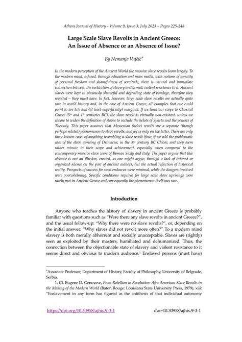 (PDF) Large Scale Slave Revolts in Ancient Greece: An Issue of Absence ...