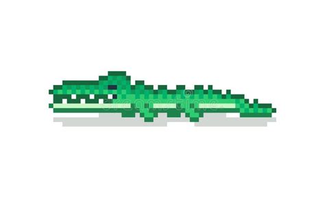 Cute Pixel Art Illustration Of Crocodile Stock Illustration