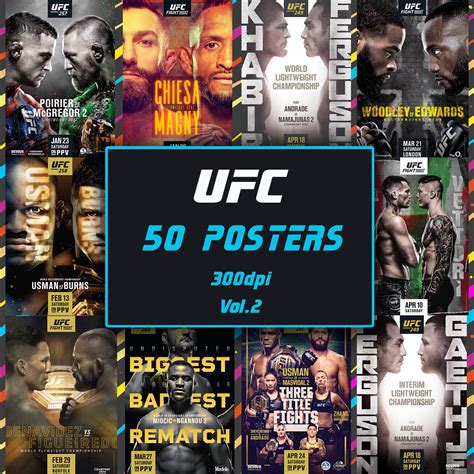 UFC Poster Set of 50, UFC Wall Art, MMA Wall Decor, Boxing Prints ...