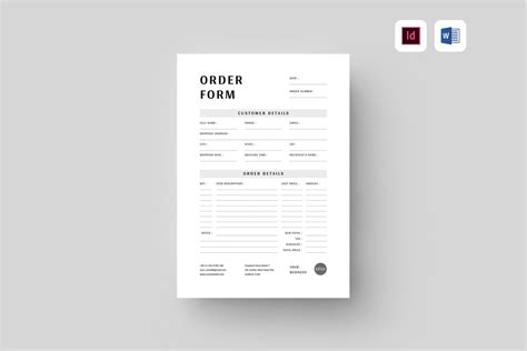 Order Form Template MS Word Template Custom Order Template Microsoft Word Template Order Form ...