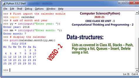 Python Data Structures Stack Computer Science Class Xii 2020 21 Unit I Video Ii Youtube