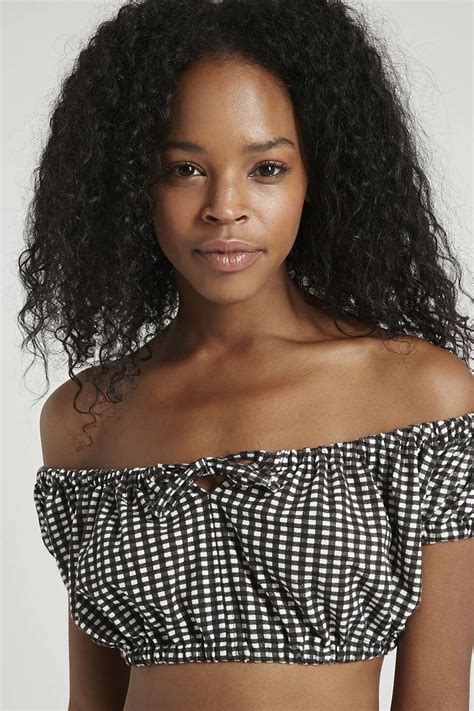 Cropped Gingham Bardot Top Topshop Outfit Bardot Top Gingham