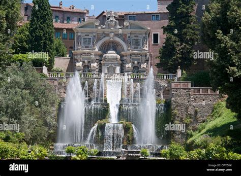 The Renaissance Gardens Of The Villa Deste Tivoli Near Rome Stock