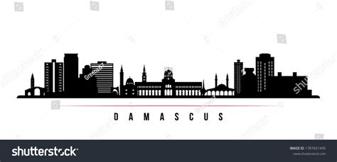 Damascus Skyline Horizontal Banner Black White Stock Vector (Royalty Free) 1787651495 | Shutterstock