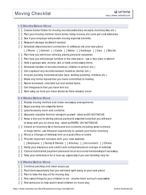 Moving Checklist | PDF