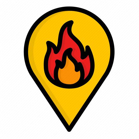 fire location map firefighter blaze emergency burn icon