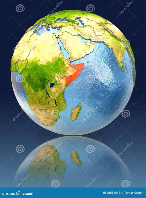 Somalia On Globe With Reflection Stock Illustration Illustration Of