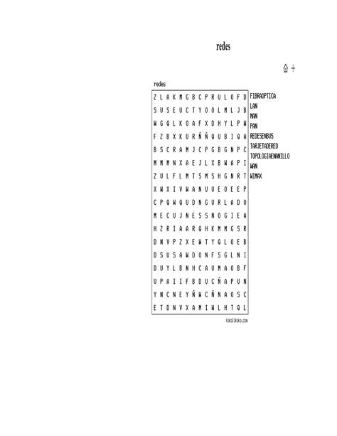 Sopa De Letras De Redes Pdf Descarga Gratuita