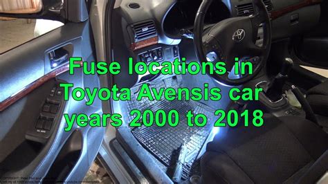 Fuses Locations In Toyota Avensis Car Years 2000 To 2018 YouTube