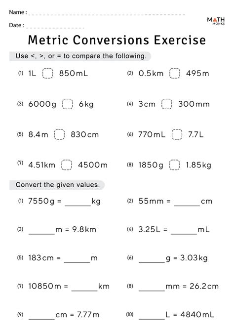 Metric Conversion Worksheets Math Monks Worksheets Library