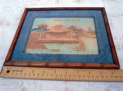 Antique Chinese/japanese Cork Carving 3D Framed Cork Carving - Etsy