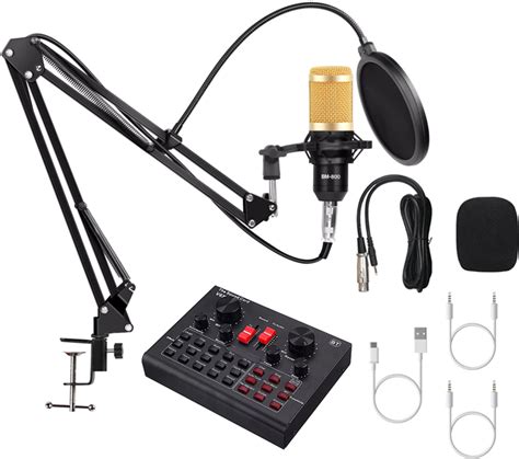 Микрофон конденсаторный Protech BM-800 со звуковой картой V8X pro и ...