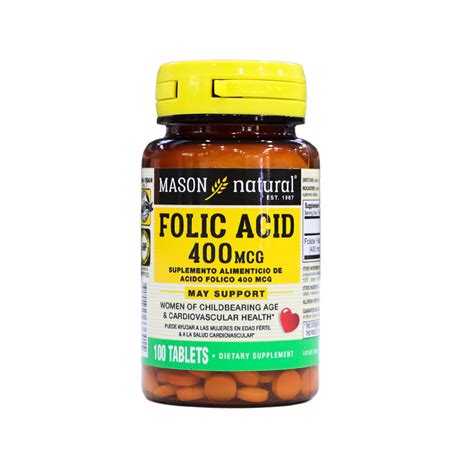 FOLIC ACID 400 MCG – MASON – Jalea Real – Productos Naturales