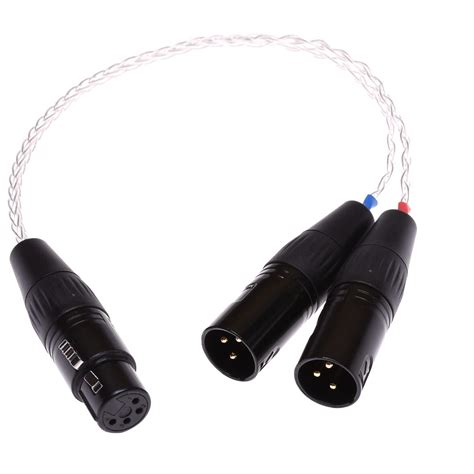 8 Cores Pcocc Silver Plated 2x 3 Pin Xlr Male Balanced To 4 Pin Xlr