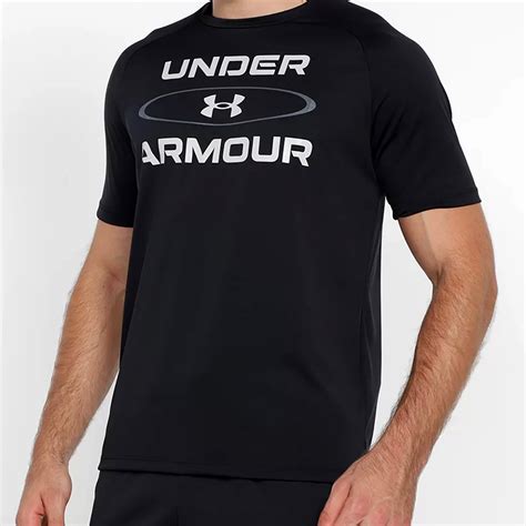 Camiseta Under Armour Tech 2 0 Wm Gp Ss Brz Masculina Preto E Cinza Preto