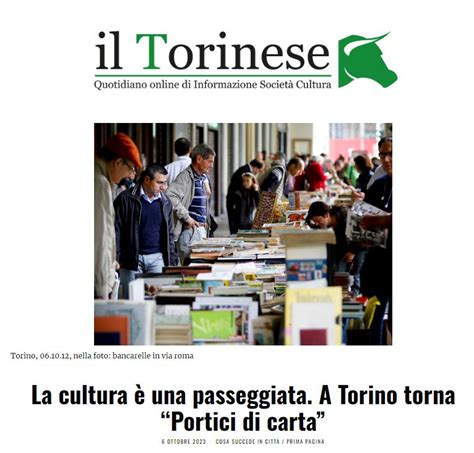 La cultura è una passeggiata A Torino torna Portici di carta il