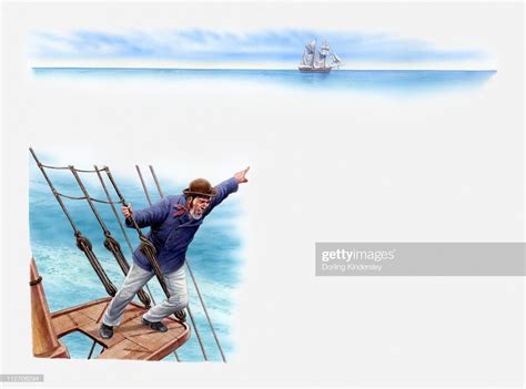 Illustration of sailor on the Ellen Austin leaning out over side of... | Ghost ship, How to lean ...