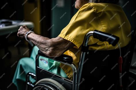 The elderly in the nursing home are sitting in a wheelchair | Premium ...